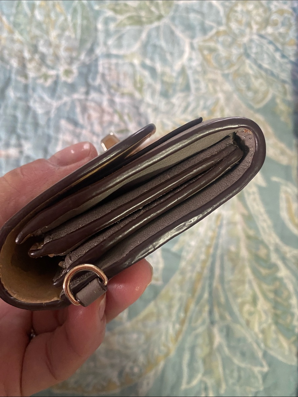 Coach Small Leather Wallet in Gray with Beige Accent - Picture 7 of 9